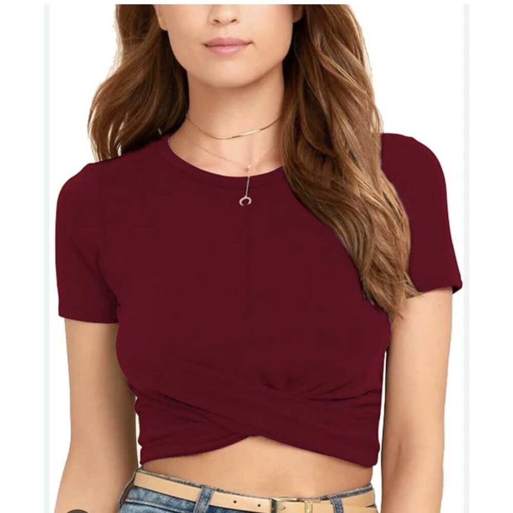 Alphalete Woman’s Premium Wrop SS Crop - Ruby Red Size Medium